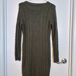 Target Olive Cable-Knit Crewneck Sweater Dress